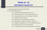 1/23 TEMA N° IV SOCIEDAD COLECTIVA 1. Panorama general de las sociedades. 2. La Sociedad Colectiva. 2.1. Definición de Sociedad Colectiva. 2.2. Denominación.