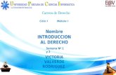 Ciclo: IMódulo: I Nombre INTRODUCCION AL DERECHO Semana Nº 1 y 2 VICTORIA VALVERDE RODRIGUEZ.