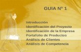 GUIA Nº 1 Introducción Identificación del Proyecto Identificación de la Empresa Portafolio de Productos Análisis de Clientes Análisis de Competencia Introducción.