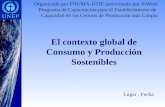 Lugar, Fecha El contexto global de Consumo y Producción Sostenibles Organizado por PNUMA-DTIE patrocinado por InWent Programa de Capacitación para el Establecimiento.
