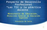 Proyecto de Desarrollo Profesional “Las TIC y la práctica docente” Ministerio de Educación, D irección General de Educación Superior Provincia de Salta.