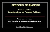 DERECHO FINANCIERO Primera Unidad Importancia de las Finanzas Públicas Primera semana ECONOMÍA Y FINANZAS PÚBLICAS Dra. Felipa Elvira Muñoz Ccuro.