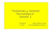 “Sistemas y Gestión Tecnológica” Sesión 1 Profesor : Julio Muñoz Frías E-mail : jmunoz@laaraucana.cl.