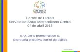 E.U. Doris Bonnemaison S. Secretaria ejecutiva comité de diálisis Comité de diálisis Comité de Diálisis Servicio de Salud Metropolitano Central 04 de abril.