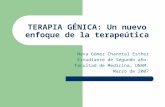 TERAPIA GÉNICA: Un nuevo enfoque de la terapeútica Nava Gómez Channtal Esther Estudiante de Segundo año. Facultad de Medicina, UNAM. Marzo de 2007.