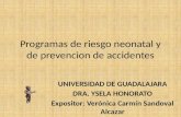 Programas de riesgo neonatal y de prevencion de accidentes UNIVERSIDAD DE GUADALAJARA DRA. YSELA HONORATO Expositor: Verónica Carmín Sandoval Alcazar.