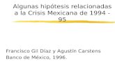 Algunas hipótesis relacionadas a la Crisis Mexicana de 1994 - 95 Francisco Gil Díaz y Agustín Carstens Banco de México, 1996.