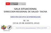 SALA SITUACIONAL DIRECCION REGIONAL DE SALUD- TACNA SE 34 (19 AL 25 DE AGOSTO, 2012) Mayor información: epitacna@dge.gob.pe – Teléfono: 052-242595epitacna@dge.gob.pe.