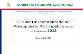 II Taller Descentralizado del Presupuesto Participativo Basado en Resultados 2012 Junio del 2011 GERENCIA REGIONAL DE PLANEAMIENTO, PRESUPUESTO Y ACONDICIONAMIENTO.
