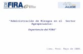 “Administración de Riesgos en el Sector Agropecuario: Experiencia del FIRA” Lima, Perú. Mayo de 2008.