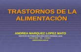 TRASTORNOS DE LA ALIMENTACIÓN TRASTORNOS DE LA ALIMENTACIÓN ANDREA MARQUEZ LOPEZ MATO INSTITUTO DE PSIQUIATRIA BIOLOGICA INTEGRAL (ipbi) Larrea 1035 5/A.