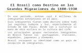 El Brasil como Destino en las Grandes Migraciones de 1880-1930 zEn ese período, entran casi 4 millones de inmigrantes extranjeros en el país. zEsos inmigrantes.