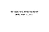Procesos de investigación en la FISCT UIGV Procesos de investigación 1. Tema de Tesis 2. Marco Teórico 3. Estado del Arte 4. Aporte Teórico 5. Aporte.