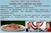 MASTER CHEF SOCIOLÓGICO SEGUNDA FASE: COMPARAR SIN PARAR Sistemas de partidos (Ecuador/España; USA/Alemania; Canarias/Catalunya). Modelos de bienestar.