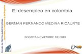 El desempleo en colombia GERMAN FERNANDO MEDINA RICAURTE BOGOTÁ NOVIEMBRE DE 2013.