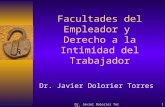 Dr. Javier Dolorier Torres1 Facultades del Empleador y Derecho a la Intimidad del Trabajador Dr. Javier Dolorier Torres.