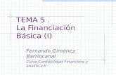 TEMA 5. La Financiación Básica (I) Fernando Giménez Barriocanal Curso Contabilidad Financiera y analítica II.
