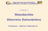 Capitulo 1 Simulación Discreta Estocástica Profesor : Héctor Allende O. Departamento de Informática Área Métodos y Modelos Cuantitativos.