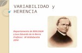 VARIABILIDAD y HERENCIA Departamento de BIOLOGIA Liceo Eduardo de la Barra Profesor: M Valdebenito 2014.
