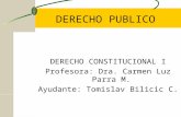 DERECHO PUBLICO DERECHO CONSTITUCIONAL I Profesora: Dra. Carmen Luz Parra M. Ayudante: Tomislav Bilicic C.