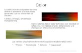 Color La selección de una paleta de color define el ambiente y sensaciones generales que se transmiten al usuario. Calidez, energía, amabilidad, transparencia.