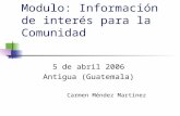 Modulo: Información de interés para la Comunidad 5 de abril 2006 Antigua (Guatemala) Carmen Méndez Martínez.