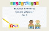 Español 3 Honores Señora Wheeler Día 3. Calentamiento: Calentamiento: Escriban vocabulario que corresponde con los dibujos.