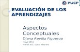 EVALUACIÓN DE LOS APRENDIZAJES Aspectos Conceptuales Diana Revilla Figueroa Mayo 2011 Marzo 2012 (2da. Versión)