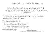 Programación Paralela Programación en memoria compartida: OpenMP 1 PROGRAMACIÓN PARALELA Modelos de programación paralela Programación en memoria compartida: