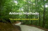 Antonio Machado “He andado muchos caminos”. Antonio Machado (1875-1939) Sevilla 1875 Madrid 1883 París – después de la Universidad – Darío, Wilde – Escribió.