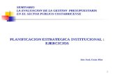 1 PLANIFICACION ESTRATEGICA INSTITUCIONAL : EJERCICIOS San José, Costa Rica SEMINARIO LA EVALUACION DE LA GESTION PRESUPUESTARIA EN EL SECTOR PUBLICO COSTARRICENSE.