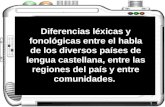 Diferencias léxicas y fonológicas entre el habla de los diversos países de lengua castellana, entre las regiones del país y entre comunidades.