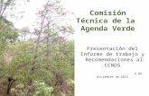 Comisión Técnica de la Agenda Verde Presentación del Informe de trabajo y Recomendaciones al CCNDS 5 de diciembre de 2013.