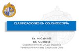 CLASIFICACIONES EN COLONOSCOPÍA Dr. M Gabrielli Dr. A Donoso Departamento de Cirugía Digestiva Pontificia Universidad Católica de Chile.