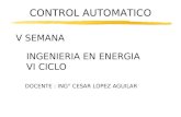 CONTROL AUTOMATICO V SEMANA DOCENTE : ING° CESAR LOPEZ AGUILAR INGENIERIA EN ENERGIA VI CICLO.