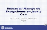 1 Unidad III Manejo de Excepciones en Java y C++ M.C. Juan Carlos Olivares Rojas.