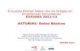 Encuesta Estatal Sobre Uso de Drogas en Enseñanzas Secundarias ESTUDES 2012-13 ASTURIAS: Datos Básicos Observatorio sobre Drogas de Asturias DIRECCIÓN.