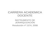 CARRERA ACADEMICA DOCENTE INSTRUMENTO DE JERARQUIZACIÓN Resolución nº 1574, 2008.