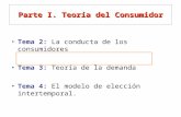 Parte I. Teoría del Consumidor Tema 2: La conducta de los consumidores Tema 3: Teoría de la demanda Tema 4: El modelo de elección intertemporal.