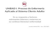 UNIDAD I:Proceso de Enfermería Aplicado al Sistema Cliente Adulto Lourdes Méndez PhD – Nurs. 203-UMET En su respuesta a factores estresantes internos y.