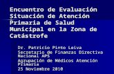 Encuentro de Evaluación Situación de Atención Primaria de Salud Municipal en la Zona de Catástrofe Dr. Patricio Pinto Leiva Secretario de Finanzas Directiva.