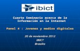 Cuarto Seminario acerca de la Información en la Internet Panel 4 : Jovenes y medios digitales 20 de noviembre 2012 IBICTBrasilia.