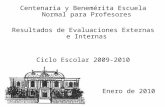 Centenaria y Benemérita Escuela Normal para Profesores Resultados de Evaluaciones Externas e Internas Ciclo Escolar 2009-2010 Enero de 2010.