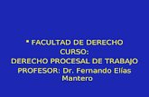 FACULTAD DE DERECHO CURSO: DERECHO PROCESAL DE TRABAJO PROFESOR: Dr. Fernando Elías Mantero.