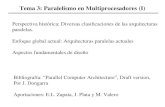 Tema 3: Paralelismo en Multiprocesadores (I) Perspectiva histórica: Diversas clasificaciones de las arquitecturas paralelas. Enfoque global actual: Arquitecturas.