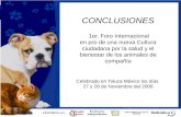 CONCLUSIONES 1er. Foro Internacional en pro de una nueva Cultura ciudadana por la salud y el bienestar de los animales de compañía Celebrado en Toluca.