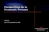 1 Perspectivas de la Economía Peruana Lima, 29 de septiembre de 2005 IPE Instituto Peruano de Economía IPE Instituto Peruano de Economía .