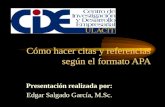Cómo hacer citas y referencias según el formato APA Presentación realizada por: Edgar Salgado García, M.Sc.