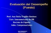 Adm. Compensaciones Material Examen 2 1 Evaluación del Desempeño (Puesto) Prof. Ana Delia Trujillo-Jiménez Univ. Interamericana de PR Recinto de Fajardo.