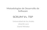 Metodologías de Desarrollo de Software SCRUM Vs. TSP Universidad de los Andes Libardo Lara David Méndez.